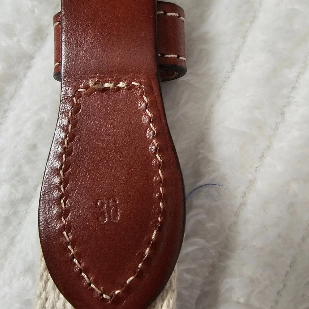 Duke University Blue Devils Ribbon Web Belt 36 Navy Cream Solid Brass Preppy
